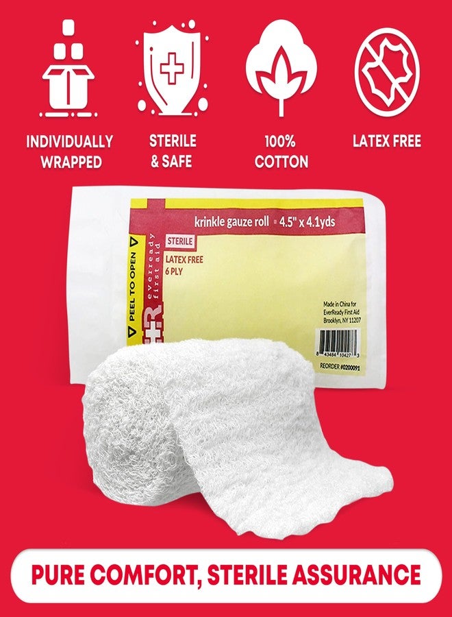 Ever Ready First Aid Sterile Krinkle Kerlix Type 4 1/2" x 4.1 Yds, Latex Free, 6 PLY, Gauze Bandage Roll - 24 Count - Image 5